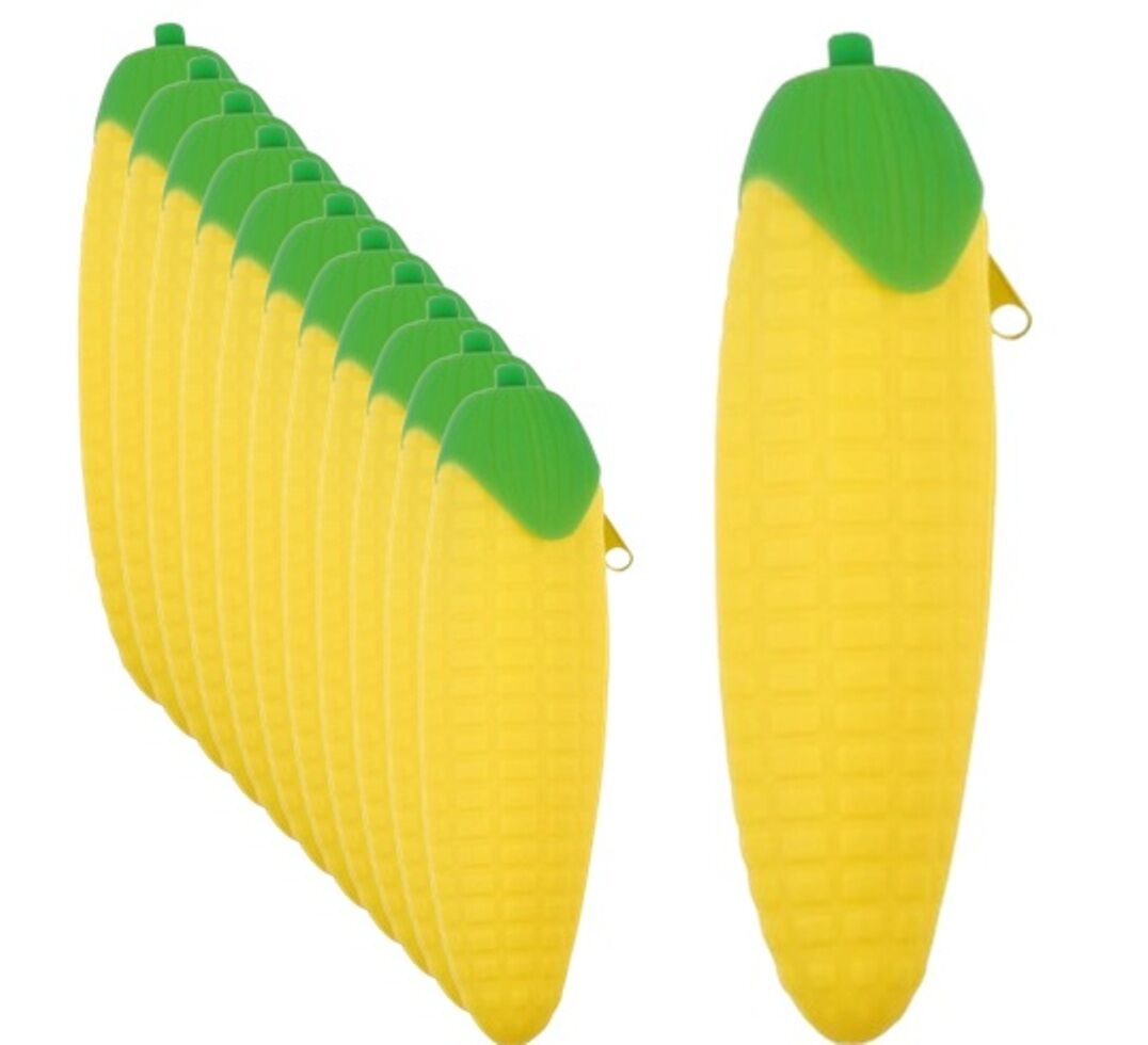 12 x Pencil Case Novelty Corn Pens Pouch Bag School Stationery Party Bags Fillers - Image 1