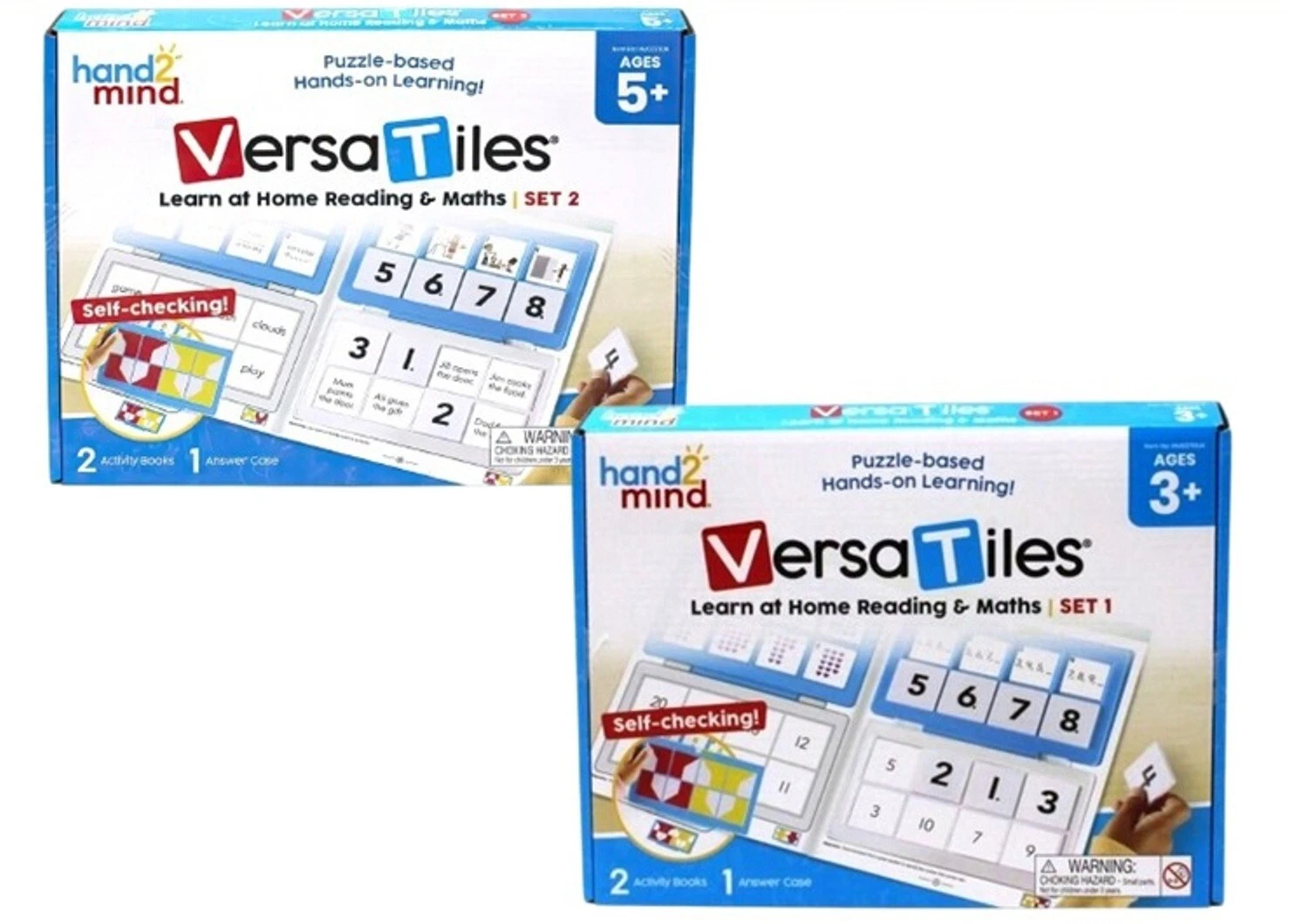 6 x Hand2Mind VersaTiles Learn at Home Reading & Maths Set 1 & Set 2 - Image 1