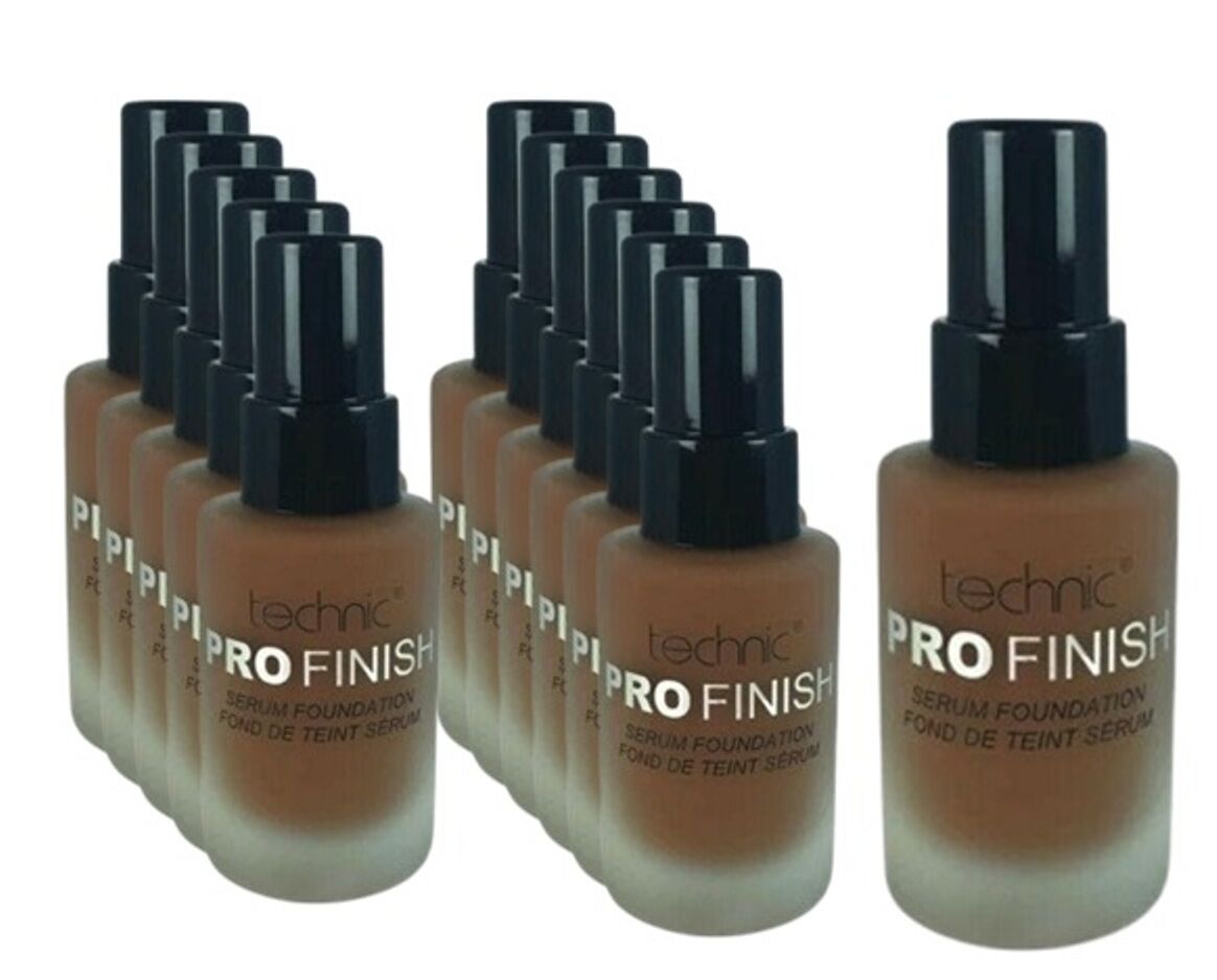 12 x Technic Pro Finish Serum Foundation 35ml Hydrating Dewy Base Makeup Chestnut - Image 1